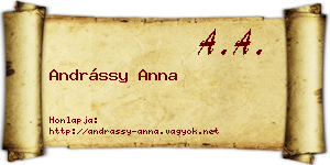Andrássy Anna névjegykártya
