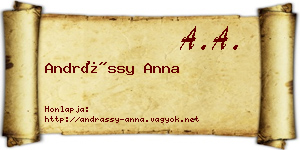 Andrássy Anna névjegykártya